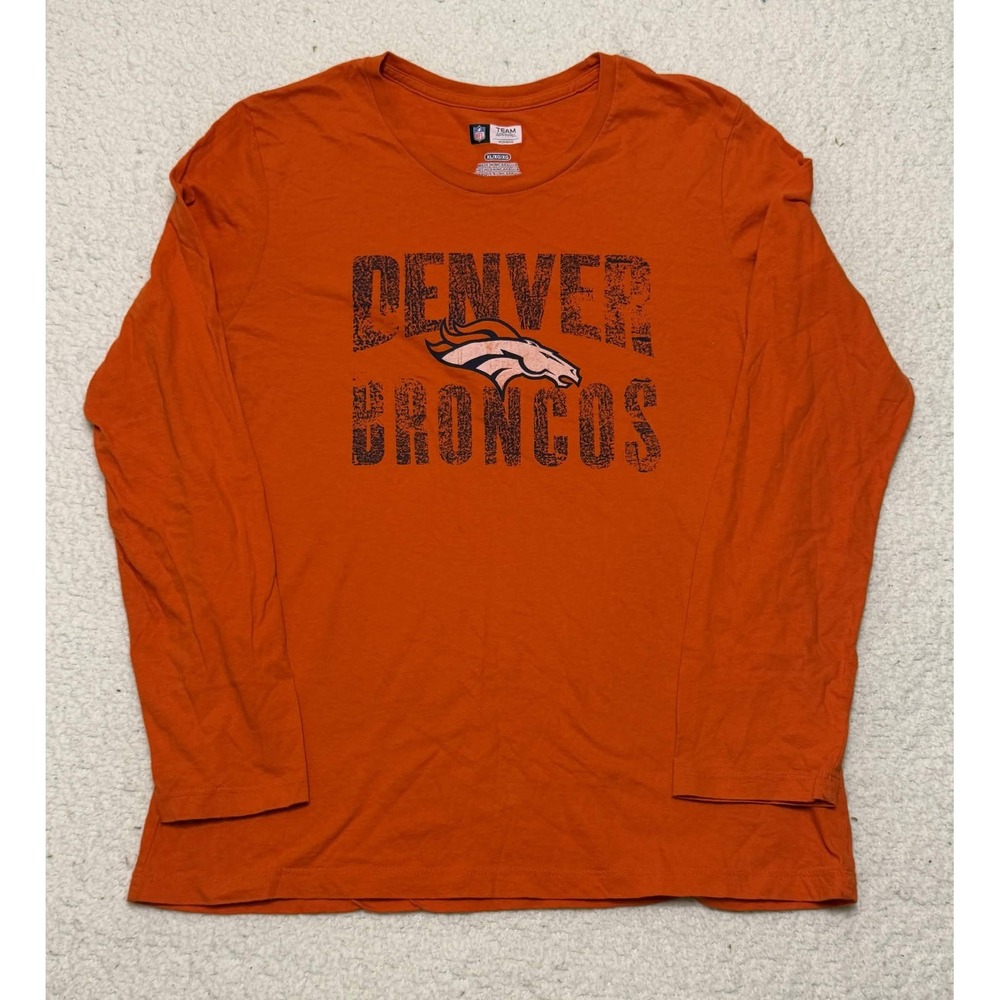 Team Apparel Womens Denver Broncos T-shirt Orange Graphic Tee XL 2DD6 20406